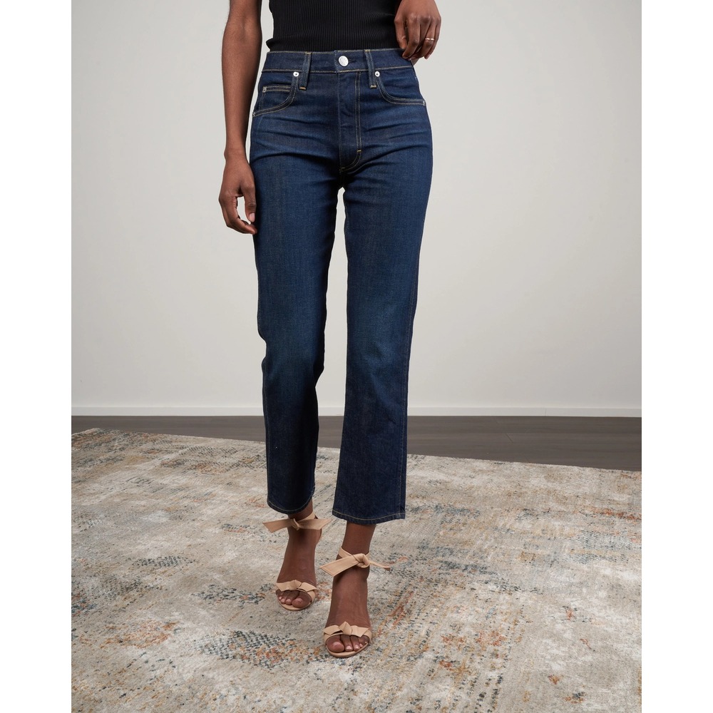 AMO Chloe Crop Daydream Jeans Dark Wash Denim Straight Leg Women's Size 25